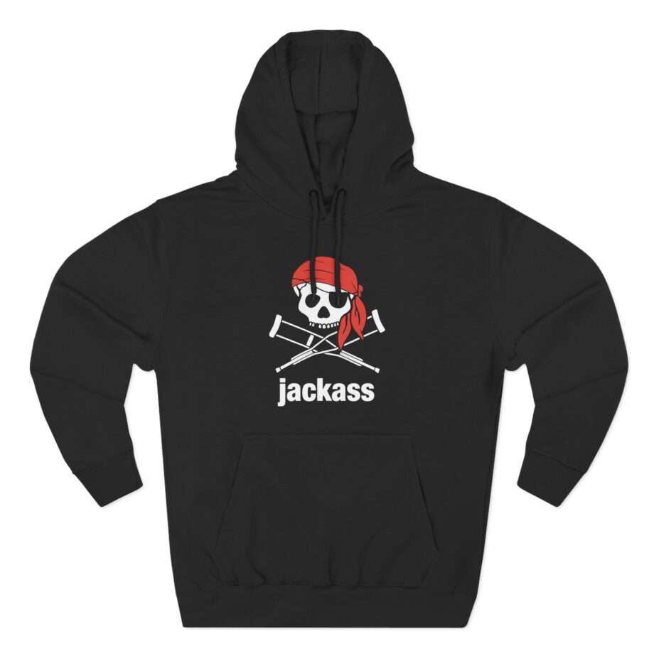 Jackass Skull and Crutches Three-Panel Fleece Hoodie