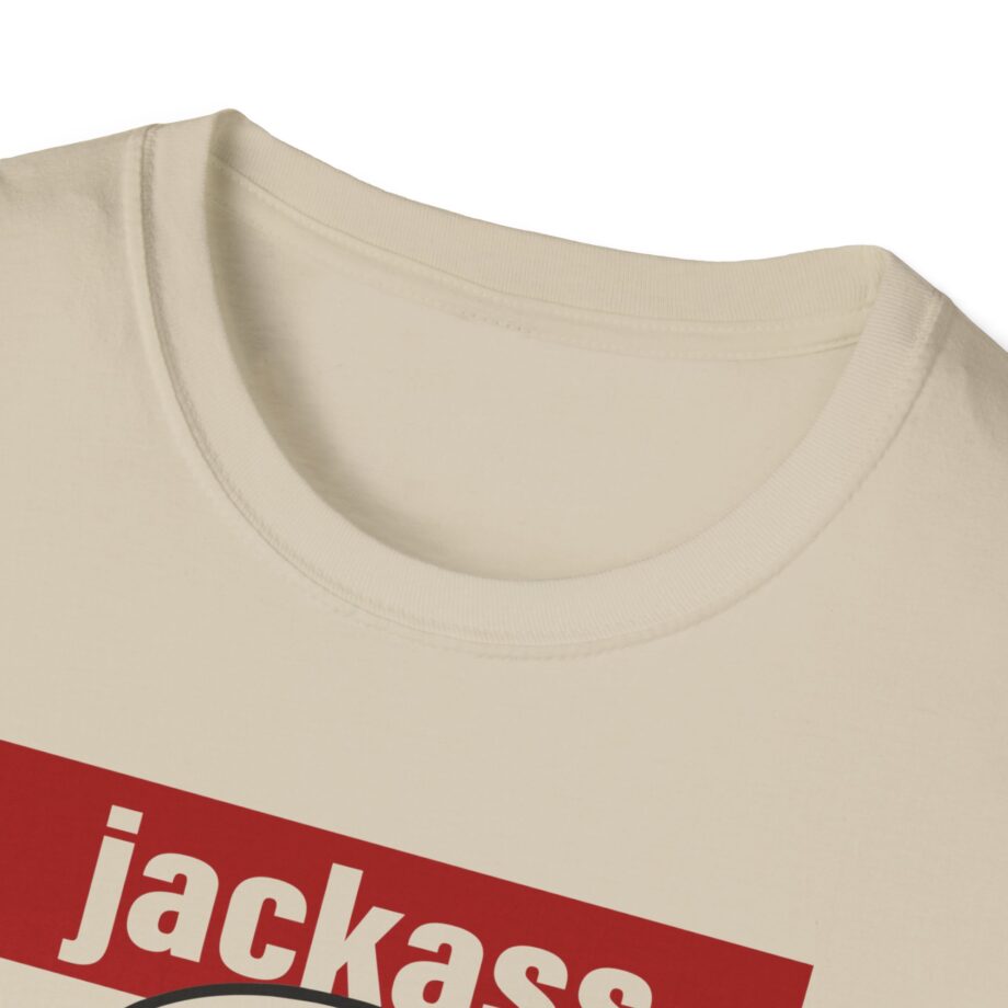 Jackass Forever Red Skull and Crutches Warning Logo Raglan Unisex Softstyle T-Shirt