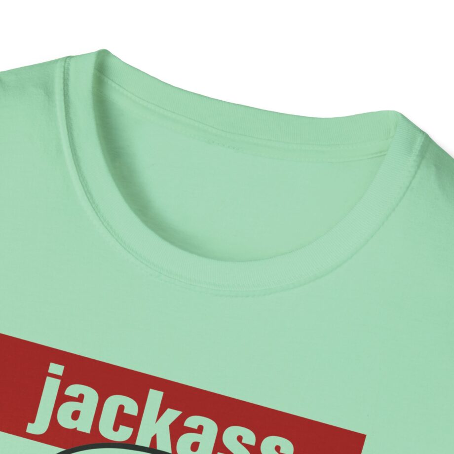 Jackass Forever Red Skull and Crutches Warning Logo Raglan Unisex Softstyle T-Shirt