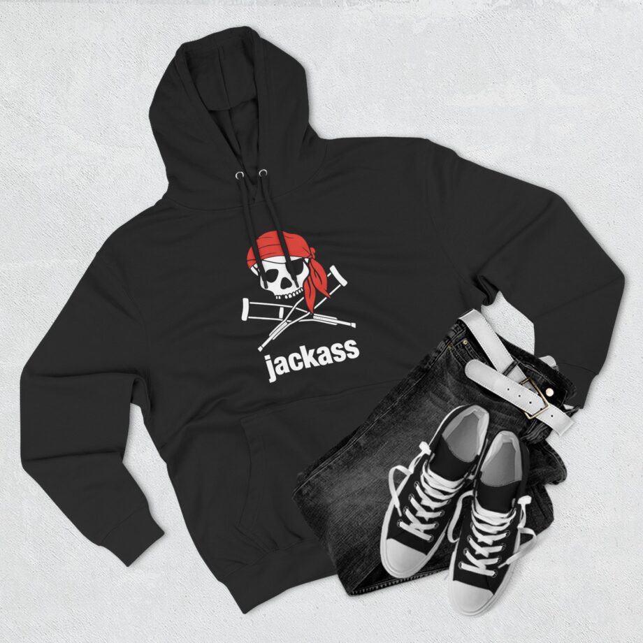 Jackass Skull and Crutches Three-Panel Fleece Hoodie