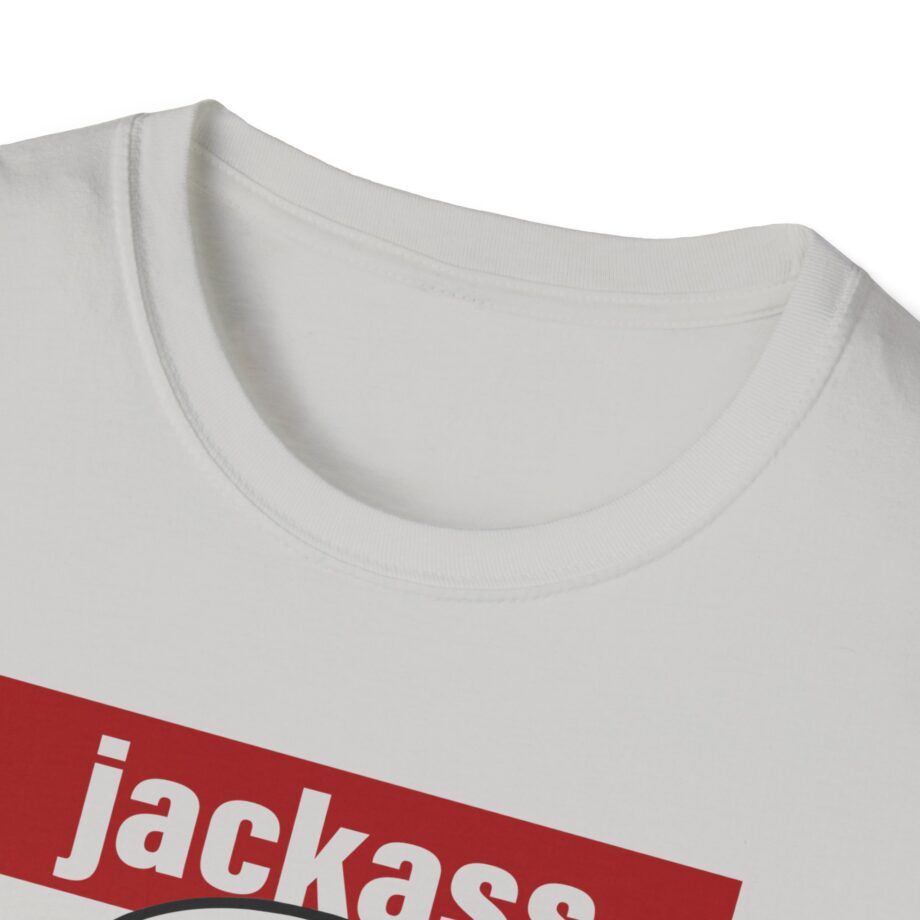 Jackass Forever Red Skull and Crutches Warning Logo Raglan Unisex Softstyle T-Shirt