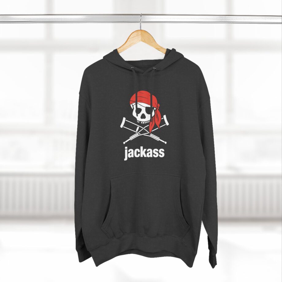 Jackass Skull and Crutches Three-Panel Fleece Hoodie
