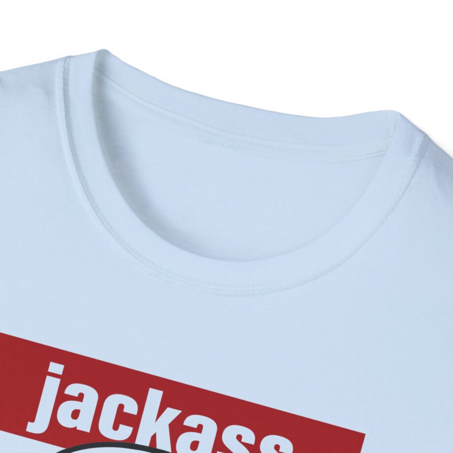 Jackass Forever Red Skull and Crutches Warning Logo Raglan Unisex Softstyle T-Shirt