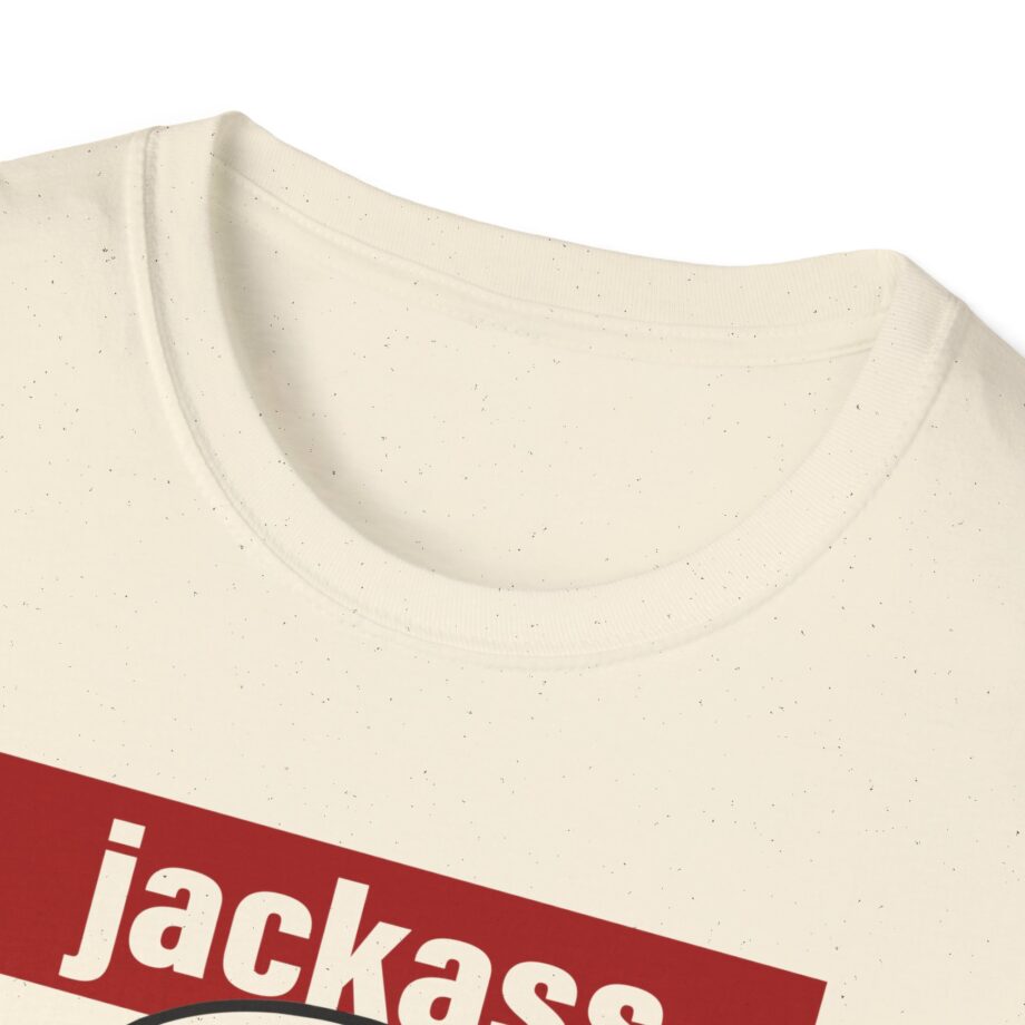 Jackass Forever Red Skull and Crutches Warning Logo Raglan Unisex Softstyle T-Shirt