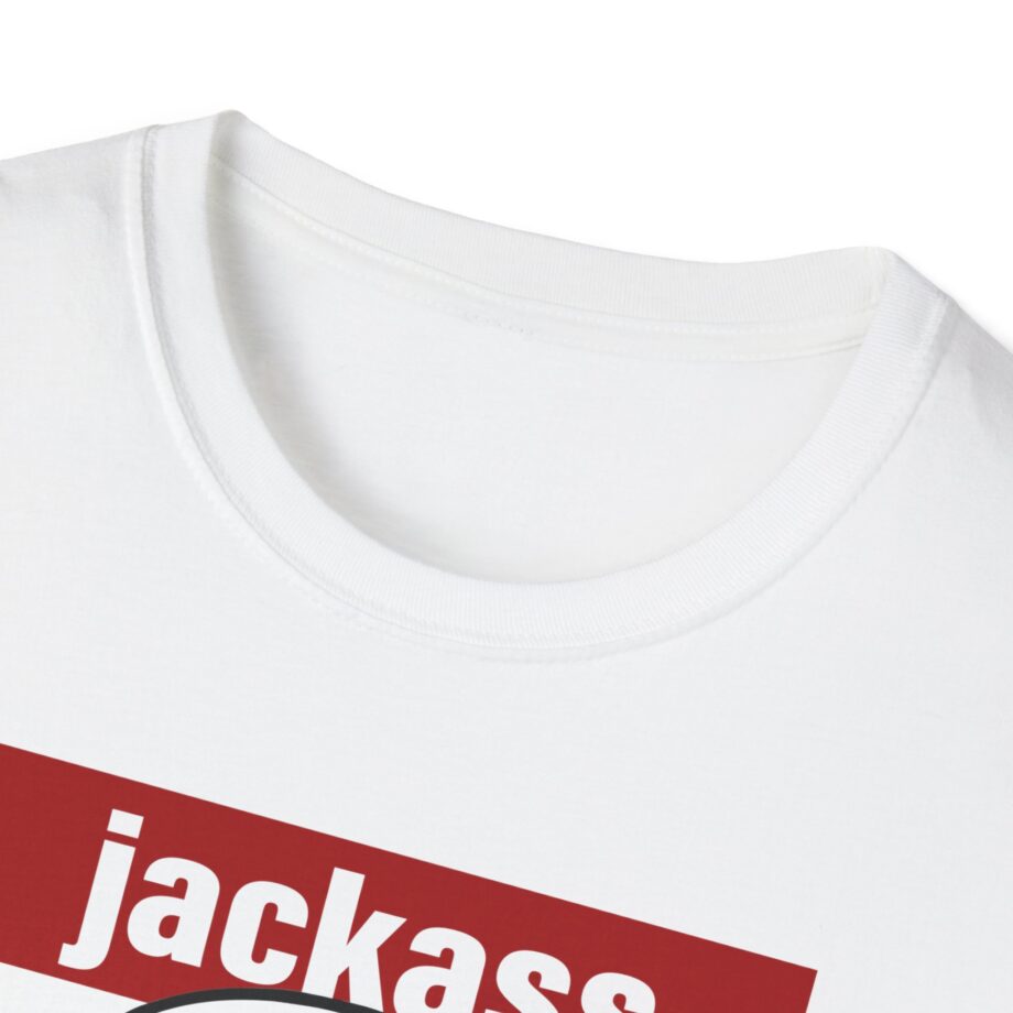 Jackass Forever Red Skull and Crutches Warning Logo Raglan Unisex Softstyle T-Shirt