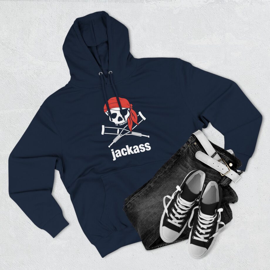 Jackass Skull and Crutches Three-Panel Fleece Hoodie