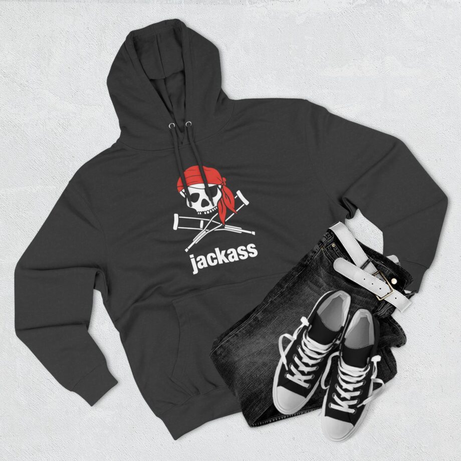 Jackass Skull and Crutches Three-Panel Fleece Hoodie