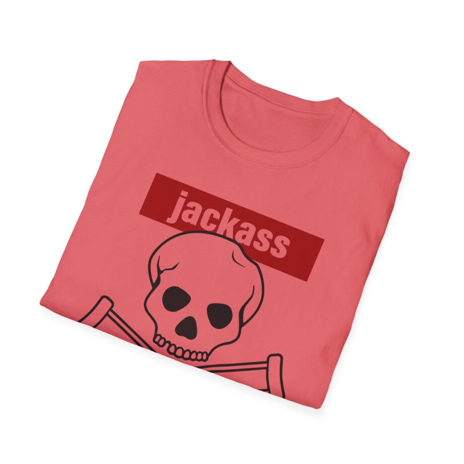 Jackass Forever Red Skull and Crutches Warning Logo Raglan Unisex Softstyle T-Shirt