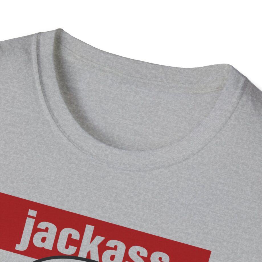 Jackass Forever Red Skull and Crutches Warning Logo Raglan Unisex Softstyle T-Shirt