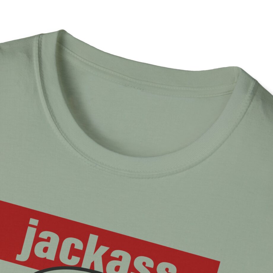 Jackass Forever Red Skull and Crutches Warning Logo Raglan Unisex Softstyle T-Shirt