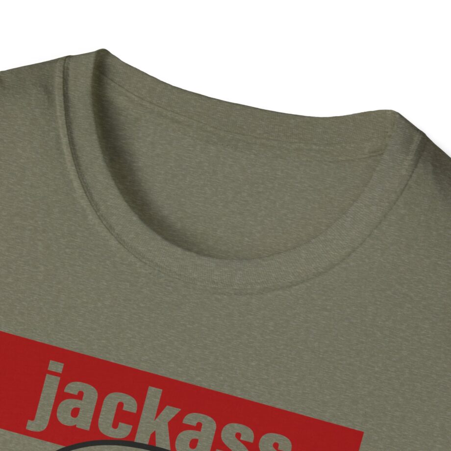 Jackass Forever Red Skull and Crutches Warning Logo Raglan Unisex Softstyle T-Shirt