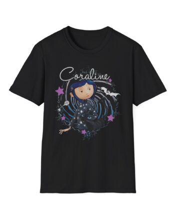 Coraline the Cat Swirl and Stars Unisex Softstyle T-shirt