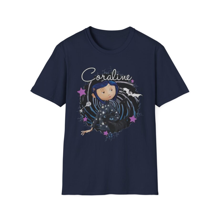 Coraline the Cat Swirl and Stars Unisex Softstyle T-shirt