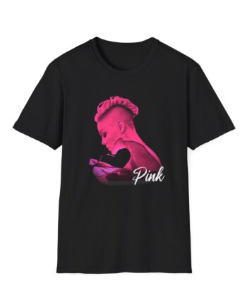 P!nk Silhouette Photo Peach Unisex Softstyle T-Shirt