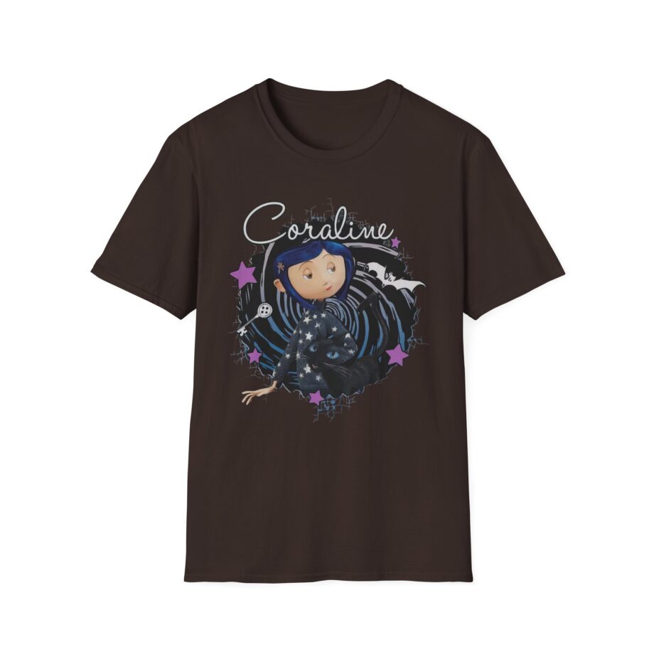 Coraline the Cat Swirl and Stars Unisex Softstyle T-shirt