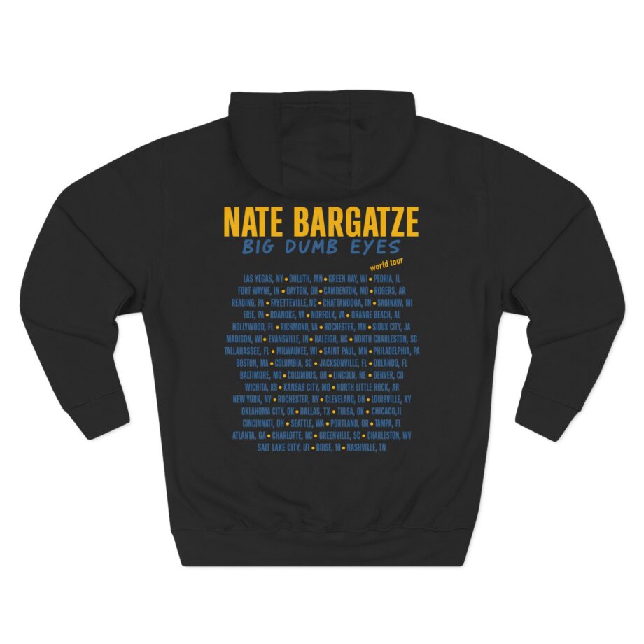 Nate Bargatze Big Dumb Eyes Tour Three-Panel Fleece Hoodie