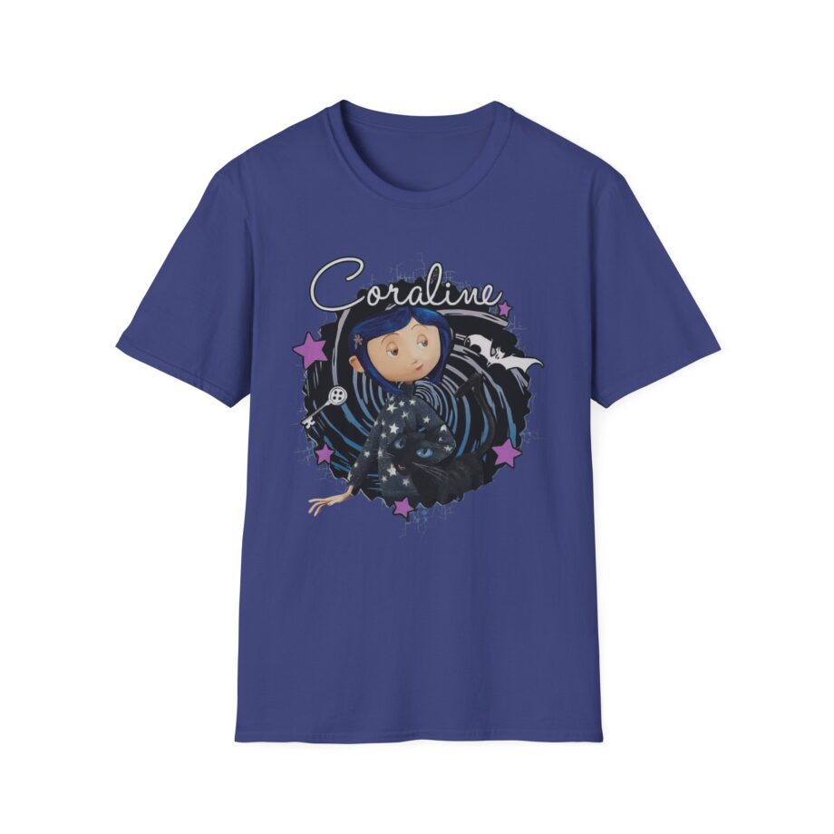 Coraline the Cat Swirl and Stars Unisex Softstyle T-shirt