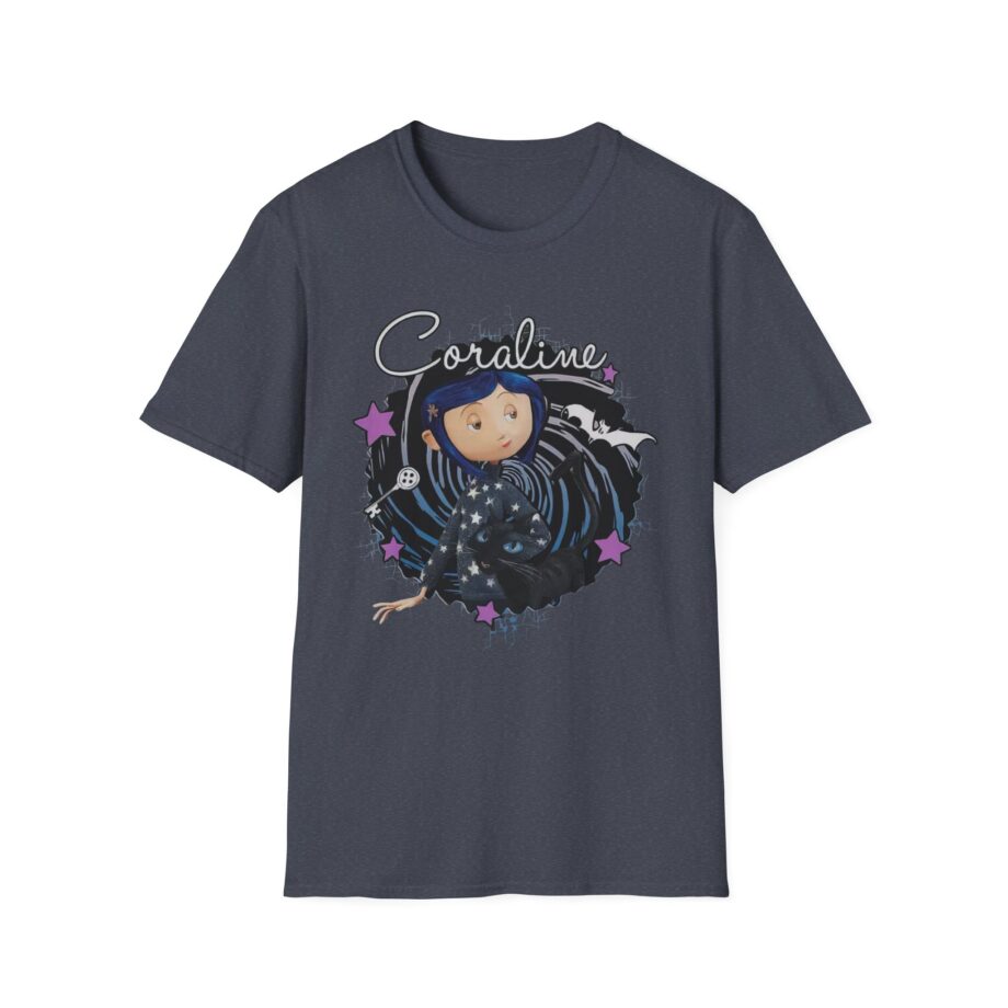 Coraline the Cat Swirl and Stars Unisex Softstyle T-shirt