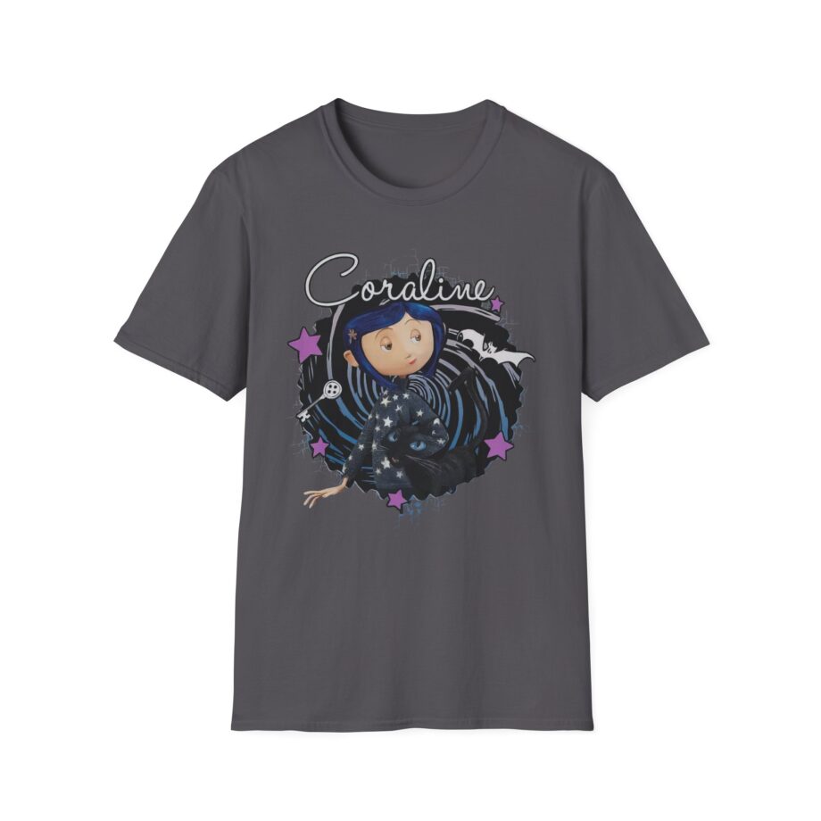 Coraline the Cat Swirl and Stars Unisex Softstyle T-shirt