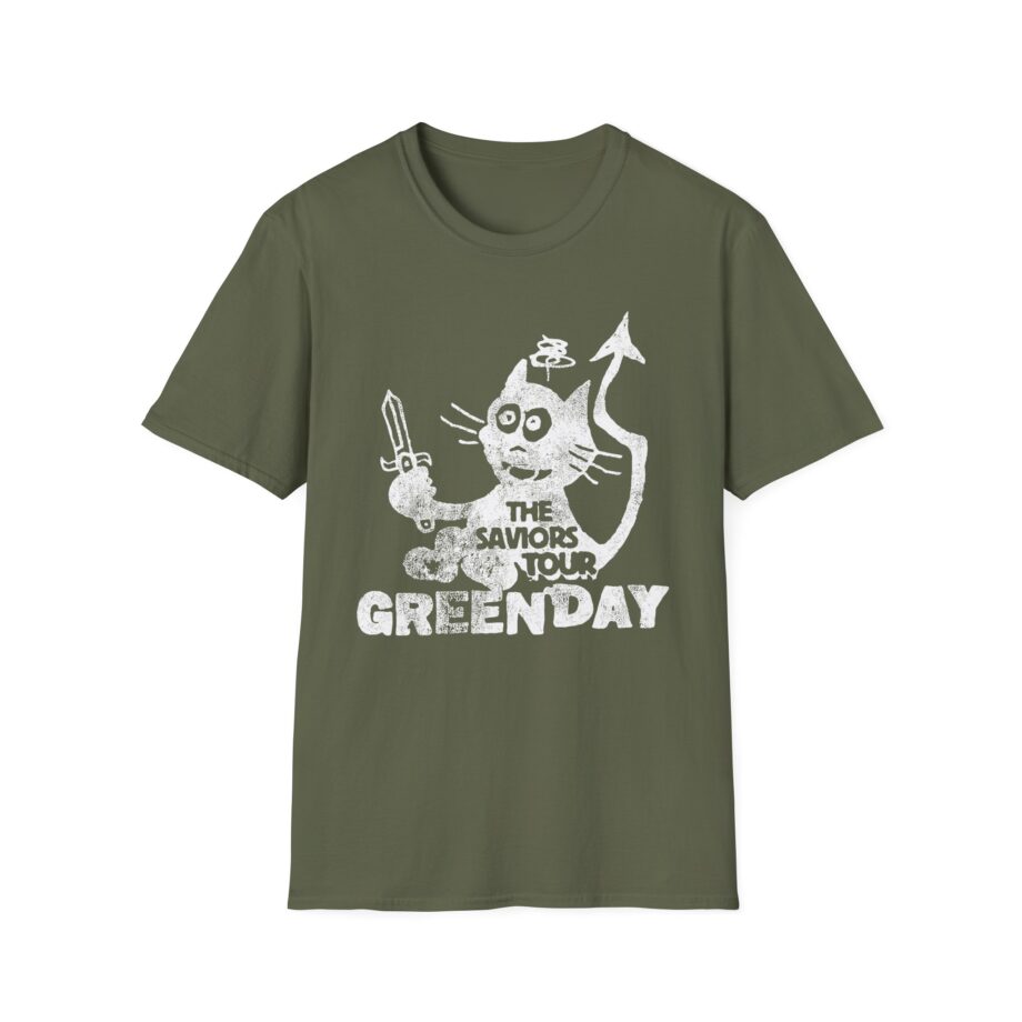 Green Day Cat and Sword Unisex Softstyle T-shirt