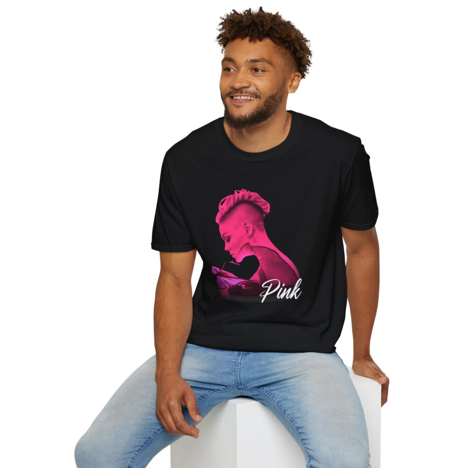 P!nk Silhouette Photo Peach Unisex Softstyle T-Shirt
