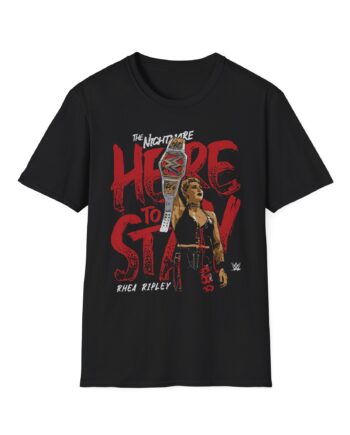 Rhea Ripley Here to Stay WHT Unisex Softstyle T-Shirt