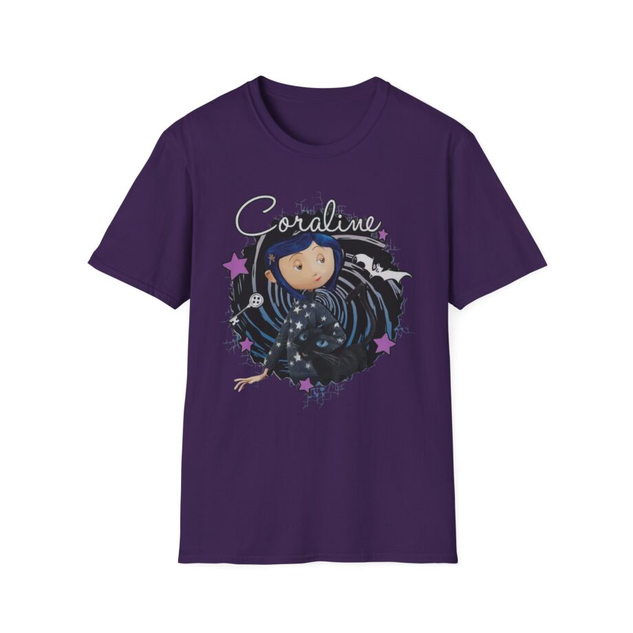 Coraline the Cat Swirl and Stars Unisex Softstyle T-shirt