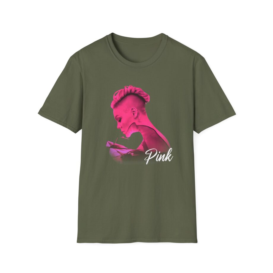 P!nk Silhouette Photo Peach Unisex Softstyle T-Shirt