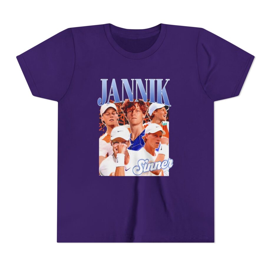 Jannik Sinner Retro Art Youth Short Sleeve Tee