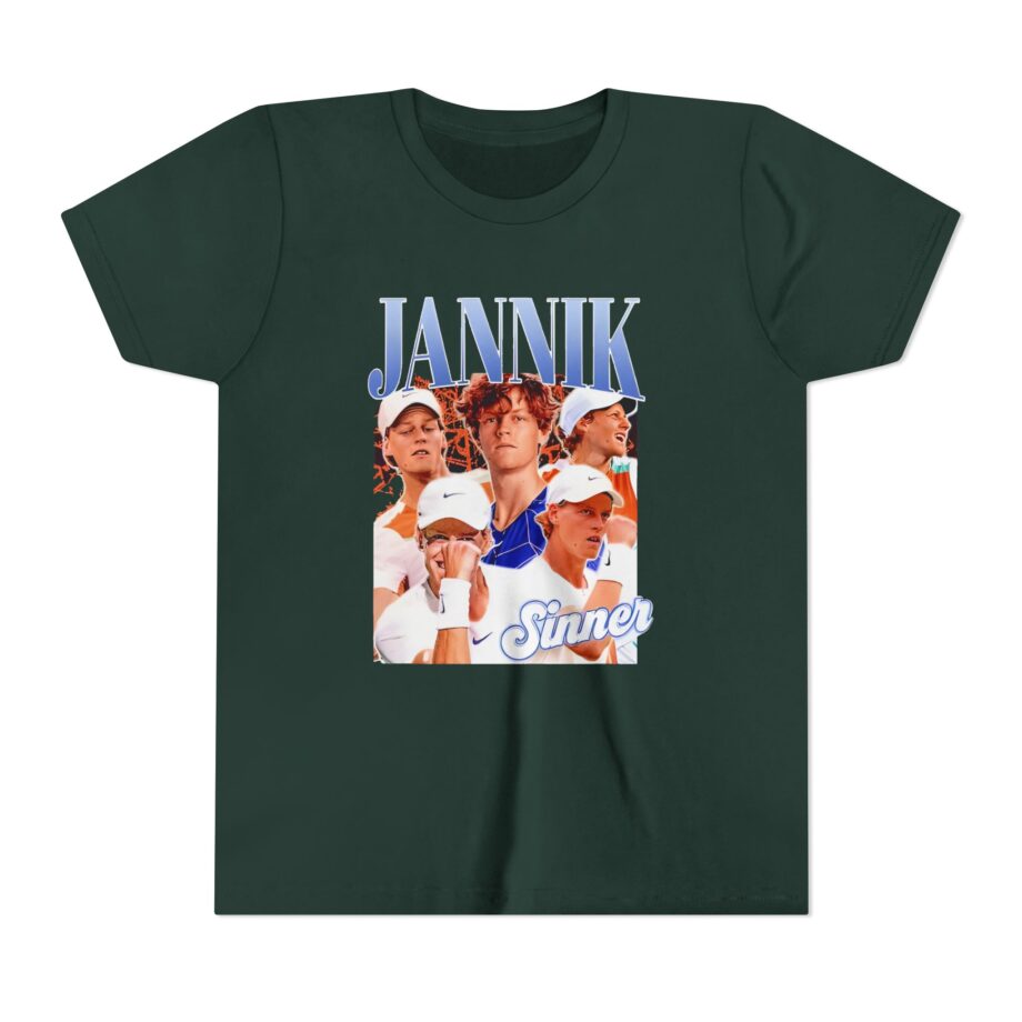 Jannik Sinner Retro Art Youth Short Sleeve Tee